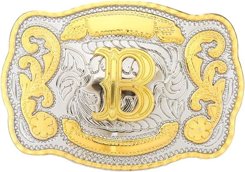 WMG Western Belt Buckle Initial Letters ABCDMRJ to Z Cowboy Belt Buckle, Rodeo Buckles for Men & Women Fits Up to 2 Inch Belts - Image 1